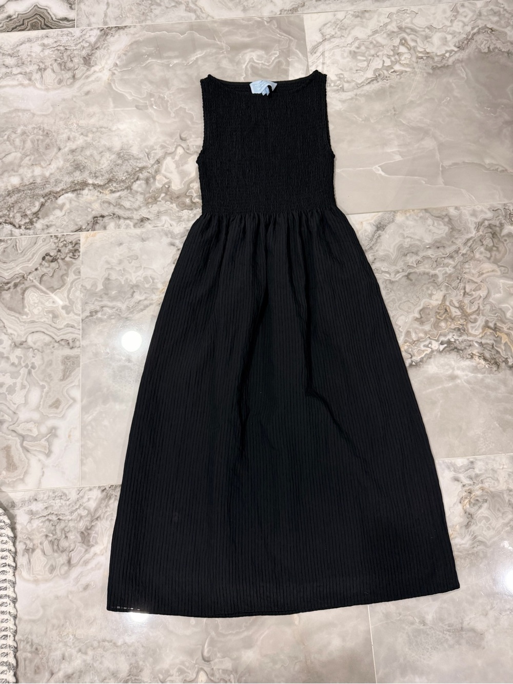 Hill House The Cosima Nap Dress - Black Tonal Seersucker - Picture 3 of 6